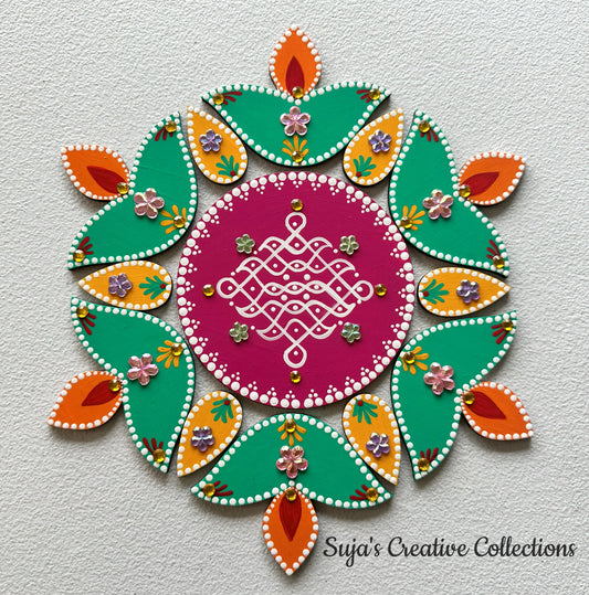 Handcrafted Wooden Diya Rangoli For Festivals