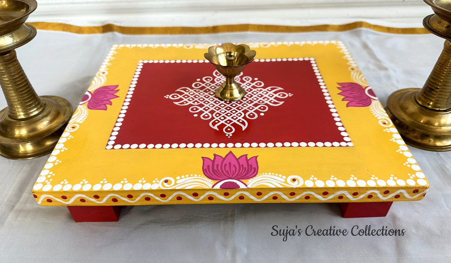 Hand painted Kolam Manai / Chowki / Peeta